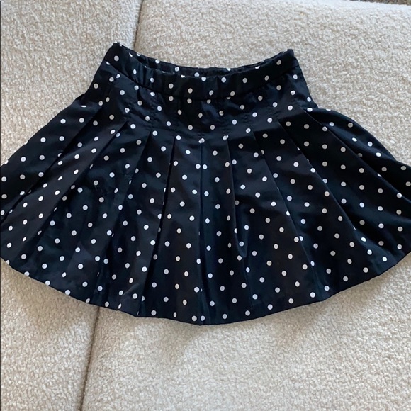Classic A-Line polk dot black & cream mini skirt rich fabric near perfect - Picture 2 of 4